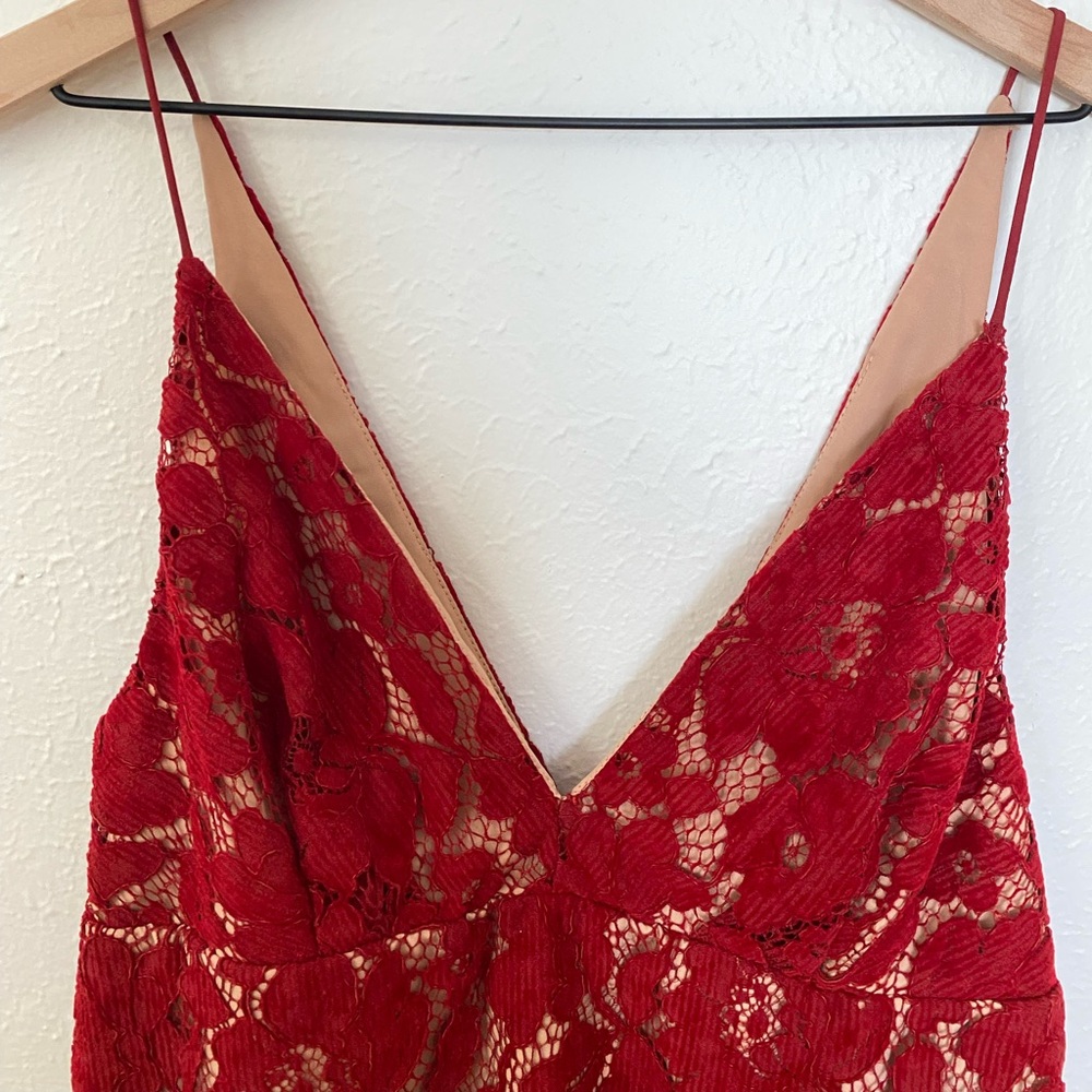 New Free People Red Floral Lattice Lovers Slip Mini Dress - $88 Small Boho